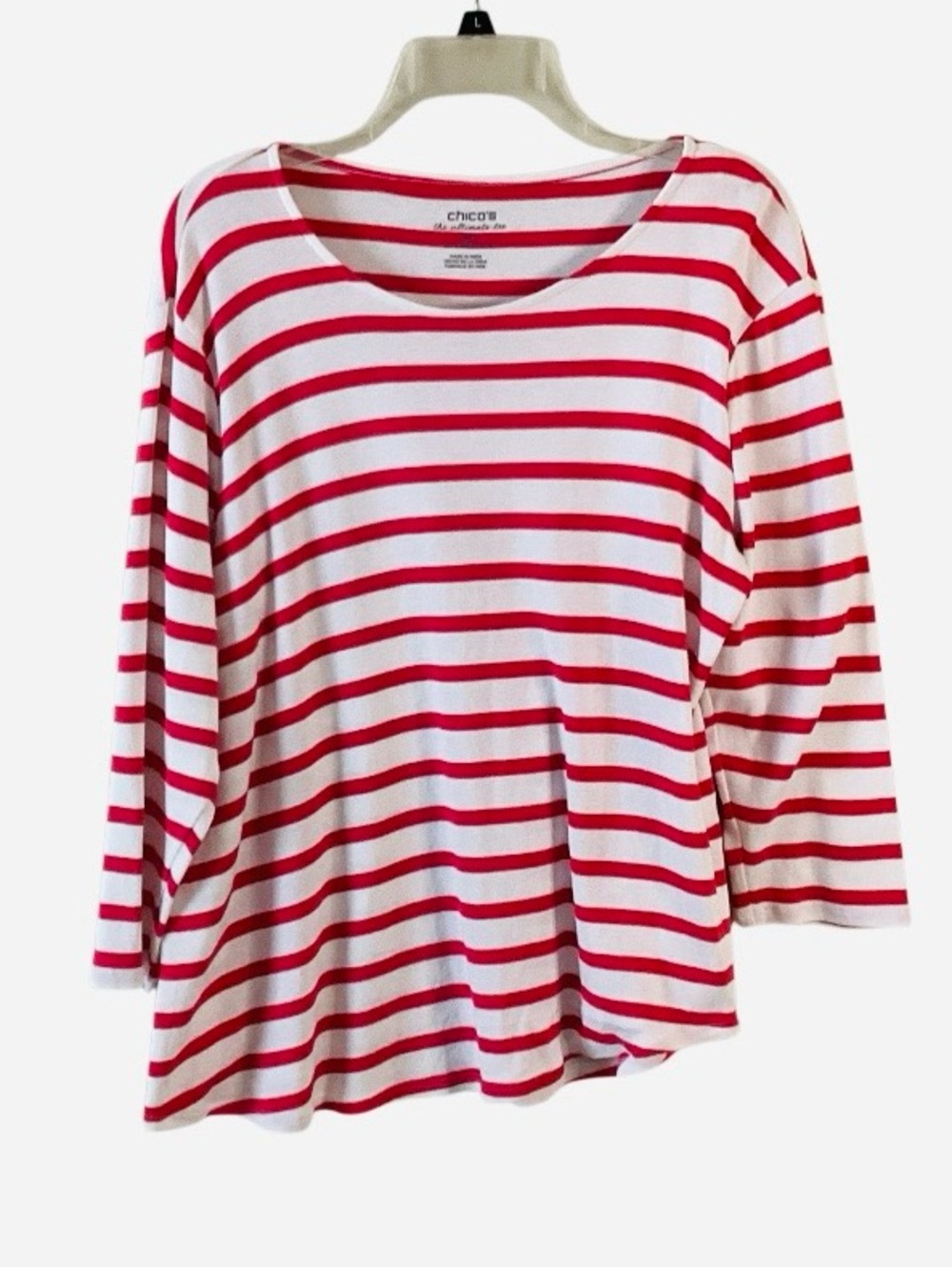 Chico’s The Ultimate Tee Supima Cotton Striped Tee XL
